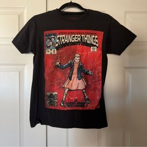 Stranger Things Black Graphic T-Shirt for Women size SM